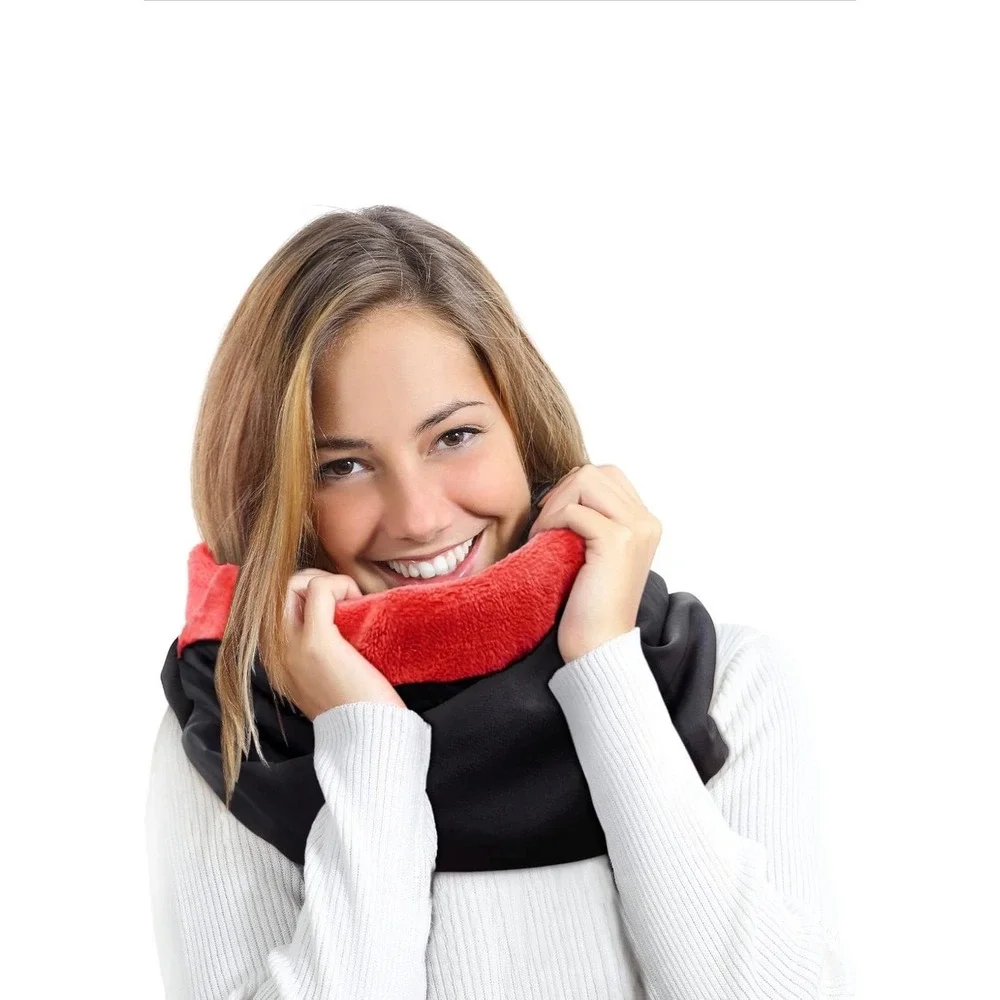 CoolChange Black Red Fleece Lined‎ Waterproof Hooded Neck Gaiter Scarf Balaclava